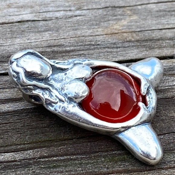 Goddess of Abundance Pendant .925 Sterling Silver w/ genuine Carnelian gem USA - Picture 4 of 13